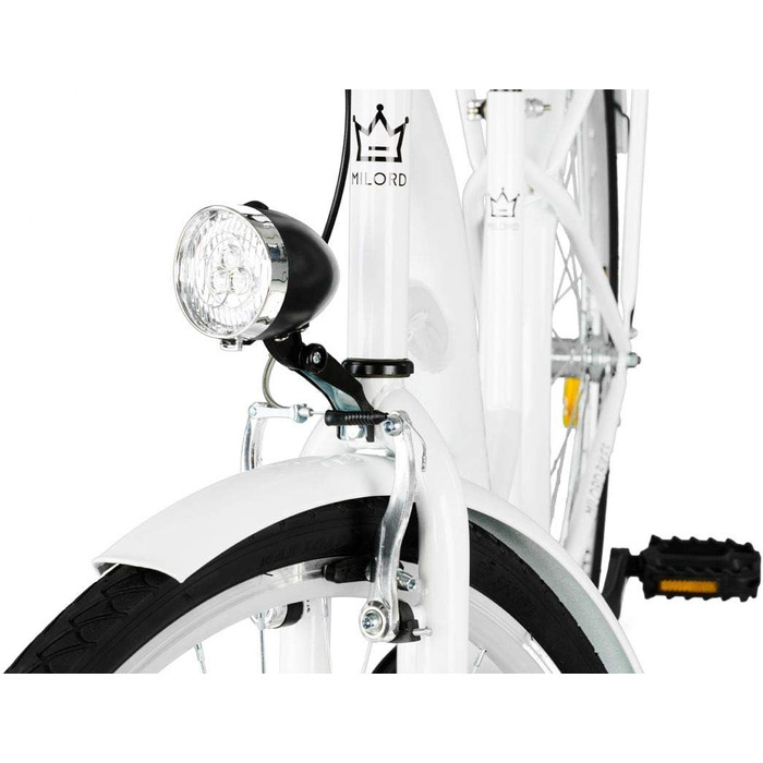 Комфортний велосипед із заднім багажником, голландський велосипед, жіночий велосипед, 1 швидкість, білий, 26 дюймів