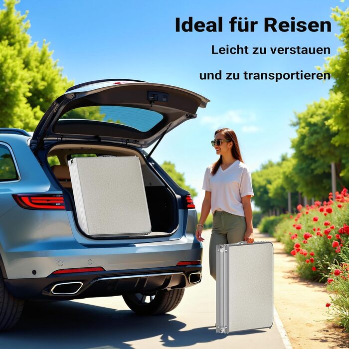 Складаний кемпінговий стіл 180x60x70см, регульована висота 54/61/70см, розкладний стіл з алюмінієвим каркасом та стільницею з МДФ, портативний багатофункціональний стіл, фуршетний стіл, кемпінговий стіл, садовий стіл, складаний