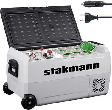 Портативний холодильник STAKMANN з компресором 12 В 220 В, холодильна камера з 2 відділеннями, колесами та бічними ручками, AC-DC