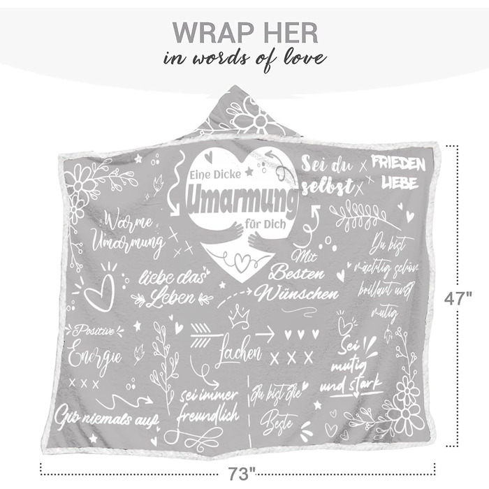 Подарунки для найкращих друзів, ковдра для обіймів з рукавами Подарунок дівчині на день народження, подарунки для підбадьорення дівчини, подарунки для жінок, дівчини, сестри, мами на Різдво, день народження, сірий