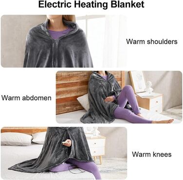 Підігріта ковдра, підігріта шаль, електрична підігріта накидка, підігріта ковдра з USB, 3 регульовані температури, підігріта ковдра для кемпінгу з USB, електрична підігріта ковдра, можна прати в пральній машині, для дому та офісу