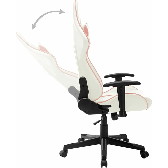 Ігрове крісло, офісне крісло, ігрове крісло, письмове крісло, обертове крісло, біла та рожева штучна шкіра