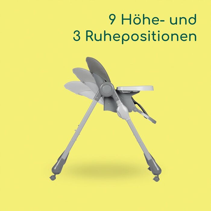 Дитячий стільчик для годування, 0-3 роки, 0-15 кг, регульований стільчик, 9 положень висоти та 3 положення нахилу, легко миється,