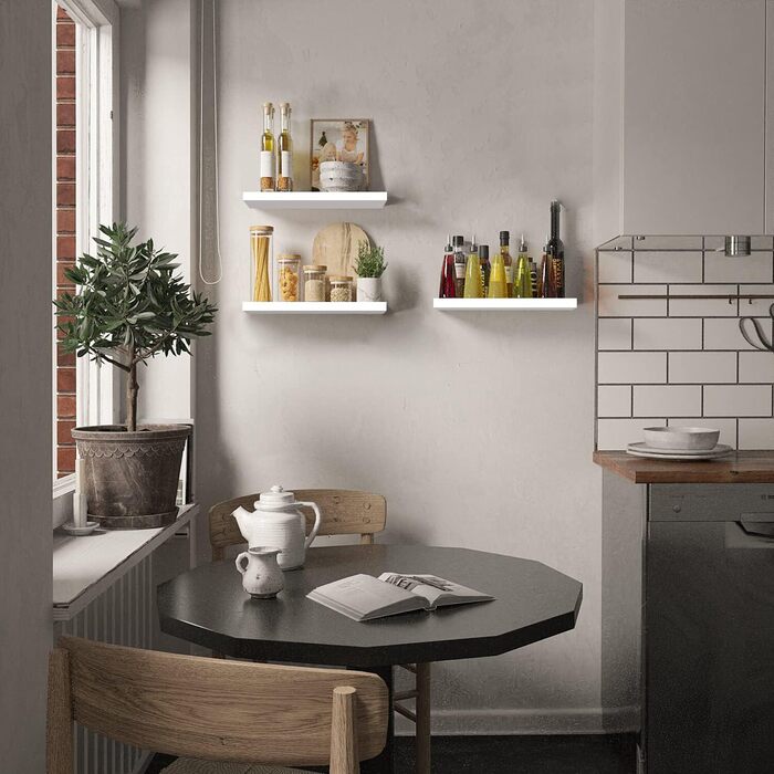 Настінні полиці, білі, плаваючі, 3 шт. и, виготовлені з дерева, настінне кріплення, декоративні дерев&39яні полиці для вітальні, спальні, ванної кімнати, 40 см x 12 см x 1,5 см