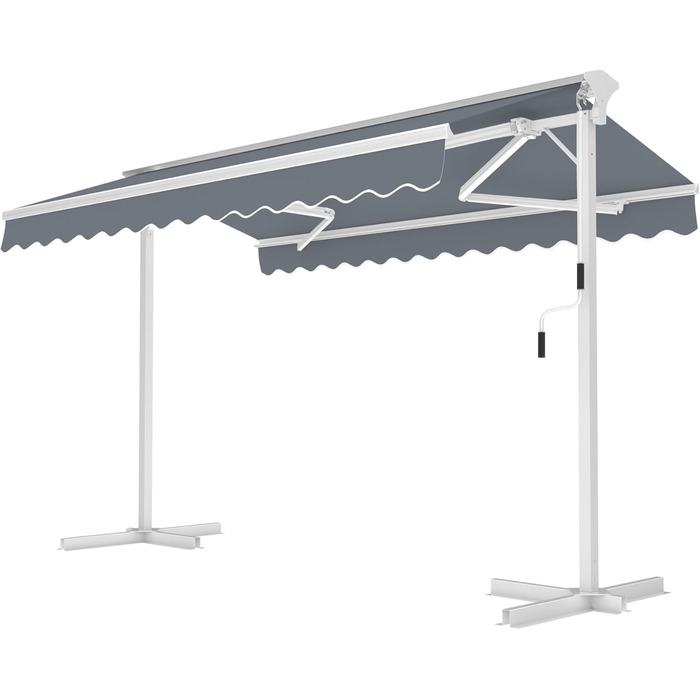 Окремостояча маркіз METRO Professional з ручкою, алюміній/поліестер, 3,5 x 3 м, сріблястий