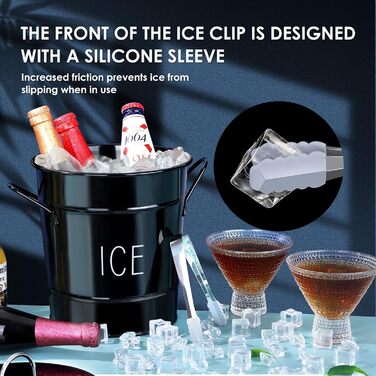 Відро для льоду tchrules з кришкою та щипцями для льоду, відро з подвійною ізоляцією з нержавіючої сталі, аксесуар для бару Мімоза