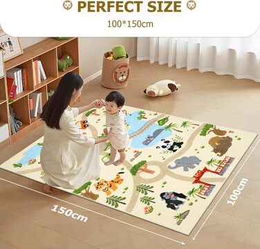 Товстий ігровий килимок дитячий килимок ультра м'який нековзний ігровий килимок, що миється зоопарк тварин дитячий килимок для дів