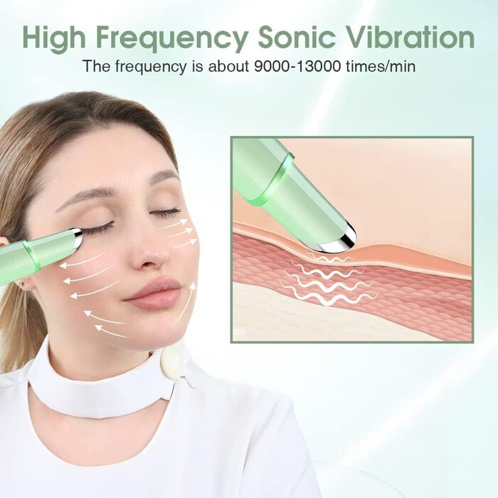 Масажер для очей TOUCHBeauty, ультразвуковий масажер для очей з функцією нагрівання 40 та червоним світлодіодним світловим терапевтичним пристроєм проти старіння проти зморшок, що перезаряджається AG-1980KG (зелений)