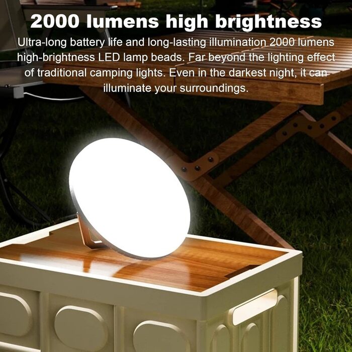 Ліхтар для кемпінгу, 1600 люмен, ліхтарі для наметів на сонячній енергії, водонепроникний світлодіодний ліхтар, для саду, двору, патіо, балкону, походів, туристичних походів, використання на свіжому повітрі, сріблястий