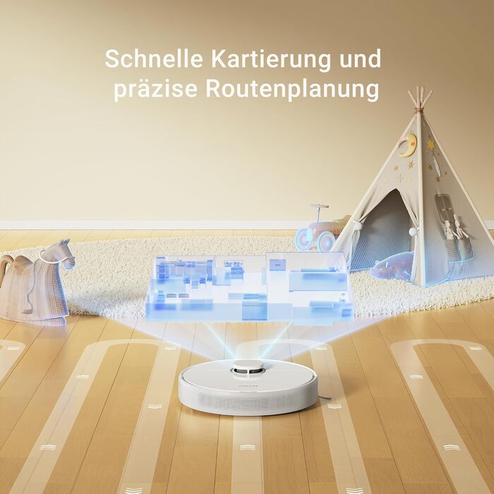 Робот-пилосос, Робот-пилосос з функцією миття підлоги 6000 Па, Рухома щітка, Карти для декількох поверхів, Ідеально підходить для