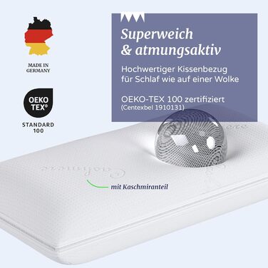 Подушка для шиї з гелевої піни та піни з ефектом пам&39яті, 60x30 см, подушка для шийного відділу хребта, регульована жорсткість та висота (7-14 см), чохол з дихаючого кашеміру