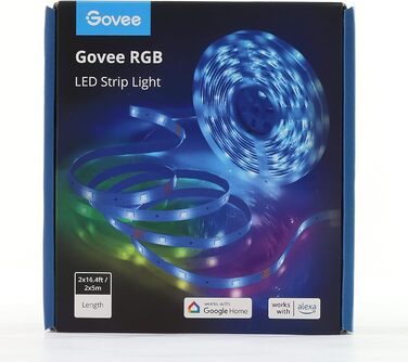 Світлодіодна стрічка Govee WiFi Розумна світлодіодна стрічка RGB для різдвяних прикрас, керування програмами, зміни кольору, синхронізації музики, працює з Alexa та Google Assistant (10M)