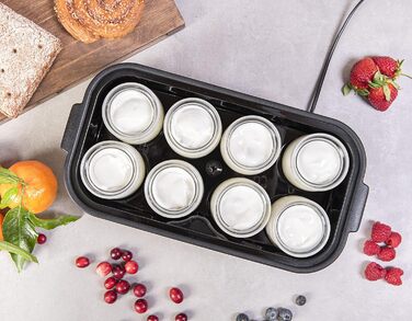 Електрична йогуртниця TZS First Austria, йогуртниця, 30 Вт, 8 склянок, 190 мл, РК-дисплей, налаштування температури, таймер і функція автозупинки, білий/сірий 30 Вт 8 баночок по 190 мл