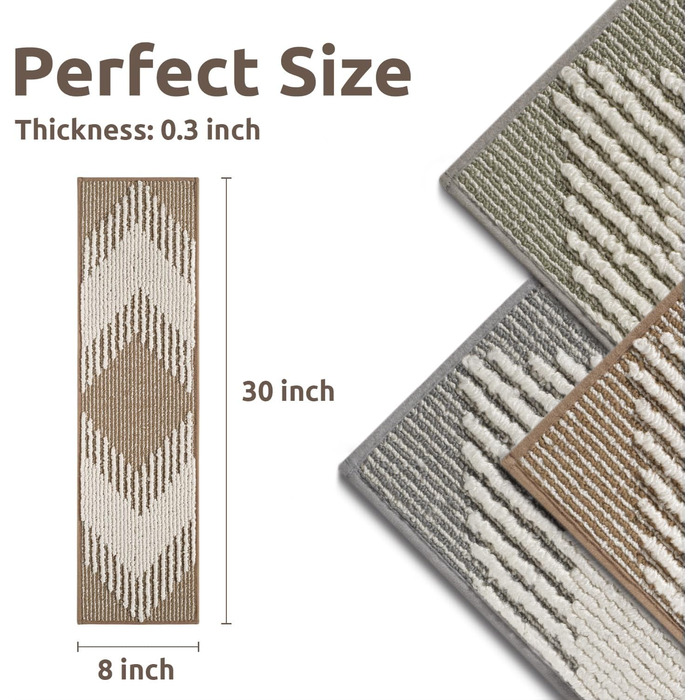 Килимки для сходів PADOOR для внутрішніх дерев&39яних сходів, що миються, багаторазові, самоклеючі, для дітей та собак, 20,3 x 76,2 см, коричневі, 15 шт.