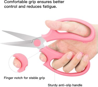 Квіткові ножиці Housolution Pointed, 3 шт., міцні квіткові ножиці, садові ножиці преміум-класу з сталі, ножиці для квітів, плодового листя, ручні ножиці, інструмент для обрізки садівництва та аранжування квітів, колір авокадо, рожеві (показано - рожеві, 3