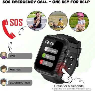 Дитячий смарт-годинник OKYUK з телефоном та GPS, відеодзвінками 4G/голосовим чатом/SOS/шкільним режимом/SMS/будильником, дитячий смарт-годинник з крокоміром та монітором сну, подарунок для дівчаток та хлопчиків (T45 чорний)