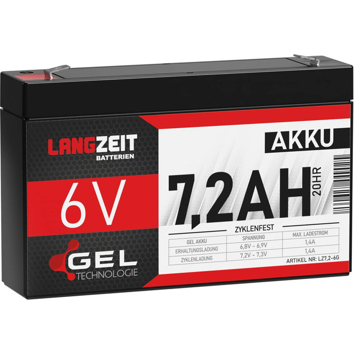 Професійний акумулятор для дитячих авто та електротранспорту LANGZEIT 6V 7,2Ah Gel Battery