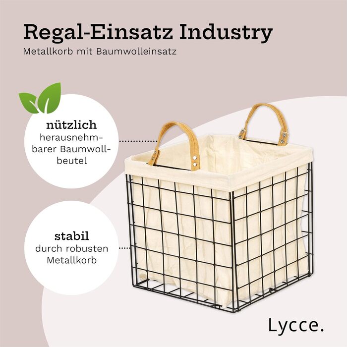 Кошик для зберігання Lycce Kallax Insert підходить для полиць Ikea Kallax, промисловість металева чорна 33 x 33 x 33 см