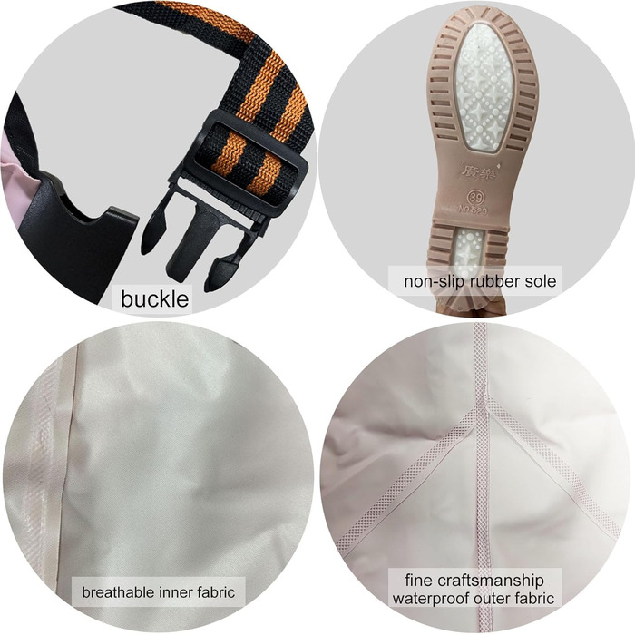 Жіночі водонепроникні вейдерси, двошарові неопренові вейдерси, рибальські вейдерси з чобітьми, дихаючі вейдерси, вейдерси для перехресного хобі для будівельних майданчиків, риболовлі, ферм, садів, EU38 фіолетовий