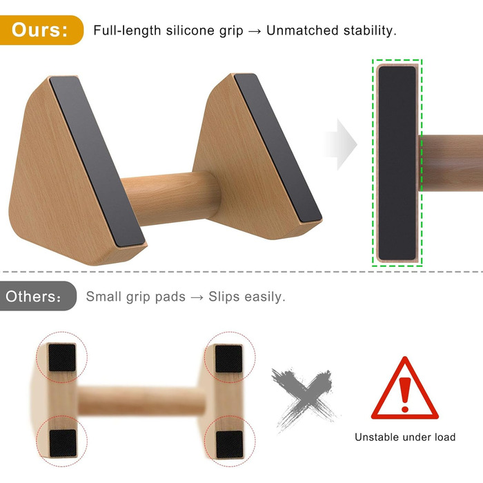Дерев&39яні перекладини для віджимань Kipika 4-дюймові ручки для віджимань з бука для використання на підлозі, нековзка гумова основа, трикутні стійки для віджимань, домашнє фітнес-обладнання, ідеально підходить для віджимань, L-подібних положень, силових