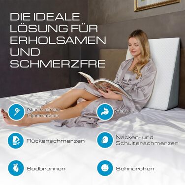 Подушка-клин з верхом з піни з ефектом пам&39яті Стильний жакардовий чохол Клиноподібна подушка для сну та подушка від кислотного рефлюксу, печії та ГЕРХ - Подушка від хропіння Стандартна ширина 7,5&39 Висота