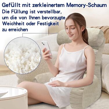 Подушка для читання на ліжку та дивані, подушка для спинки ліжка, подушка для читання зі спинкою для дорослих, зручна для сидіння, читання та перегляду телевізора на підлозі або дивані (кремового кольору, 65 * 30 см) Кремового кольору 65 * 30 см