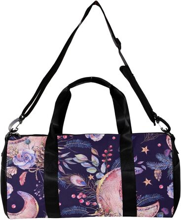 Спортивна сумка, маленька дорожня сумка, сумка для шопінгу та йоги, вінтажний дизайн з місяцем, трояндами та квітами, сумка для фітнесу на відкритому повітрі, ручна поклажа