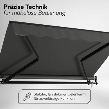 Тент STEELSØN Kestria для балкона/дахової тераси/саду 200x150 см Тент зі складними кронштейнами, непрозорий та водонепроникний Вулична рулонна штора з ручкою виготовлена з пластикової тканини Сонцезахисний тент з настінним кронштейном, антрацит