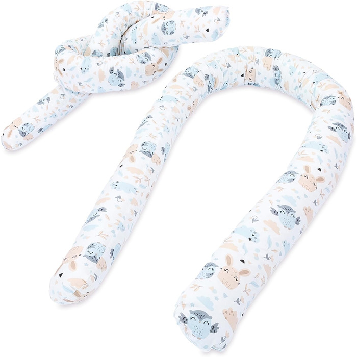 Ліжко Snake Bed Подушка Подушка для годування Bed Roll Bed Edge Protector Декоративна подушка Bed Border Snake XL Ручна робота світло-сіра з совами 400 см