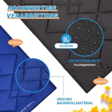 Подушка для кемпінгового ліжка KingCamp для кемпінгових меблів, м&39яка підкладка, підходить для розкладних ліжок та шезлонгів, бавовняна суміш, нековзка та миється, підвищення комфорту для вуличних ліжок, синя з ромбоподібним візерунком 350 г/м, 203 76 с