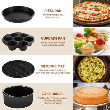 Аксесуари для фритюрниці Wodasi Набір аксесуарів для фритюрниці, аксесуари для фритюрниці, аксесуари для фритюрниці, аксесуари для фритюрниці 3.7QT 5.8QT Air Fyer різних брендів, 8 дюймів, 122 шт. и