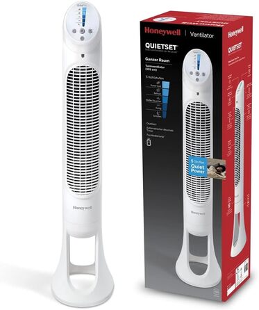 Баштовий вентилятор Honeywell QuietSet, що коливається, для всієї кімнати (5 налаштувань швидкості, коливання 80, функція таймера,