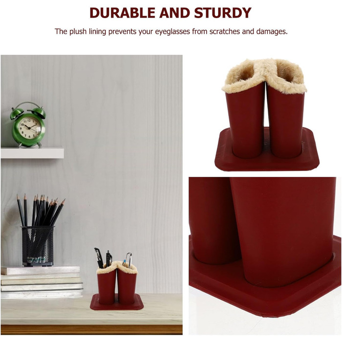 Тримач для окулярів Luxshiny Double з гладкого матеріалу з плюшевою підкладкою, для зберігання сонцезахисних окулярів та окулярів, прикраса для столу та тумбочки біля ліжка