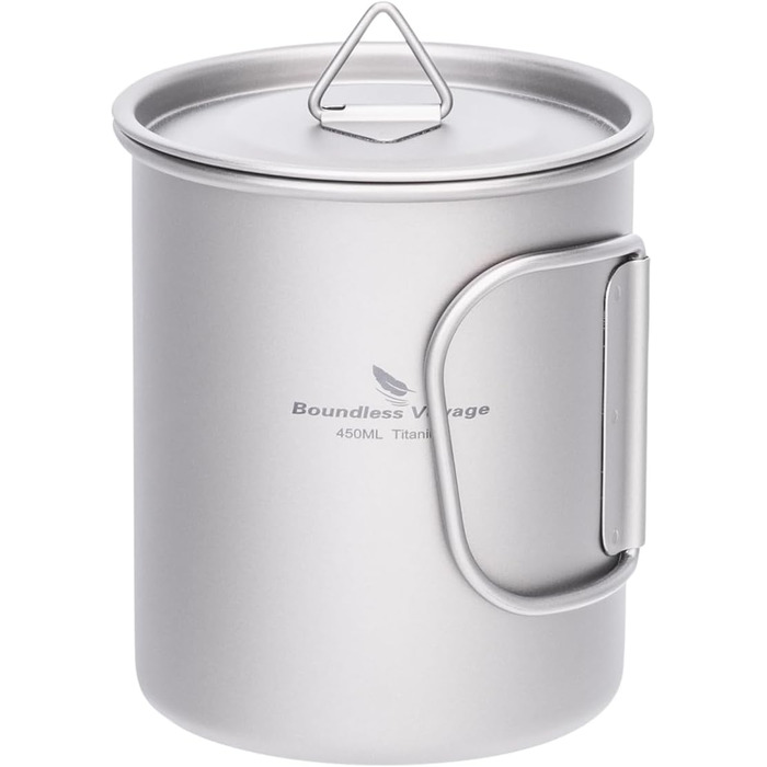 Титанова кружка Boundless Voyage з кришкою, для використання на свіжому повітрі, легка, для походів, подорожей з рюкзаком, кемпінгу (300 мл - сіра)