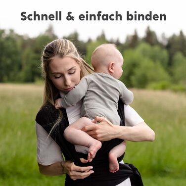 Еластична переноска для новонароджених від народження та малюків до 16 кг - Легко зав&39язується (чорна)