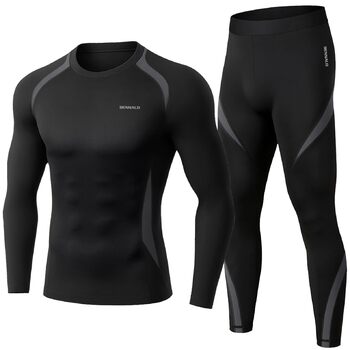 Чоловіча термобілизна, комплект зимової лижної білизни, функціональна білизна, тепла, м&39яка, дихаюча, термомайка, термотруси для чоловіків, розмір S, сірий
