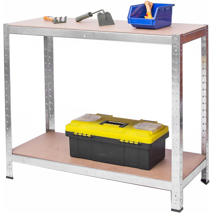 Металевий стелаж, стелаж для зберігання - полиця для зберігання та організації речей у складських приміщеннях, підвалах, гаражах, підсобних приміщеннях - виготовлений з металу та МДФ-плити - до 540 кг, розмір 150 x 75 x 30 см