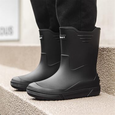 Водне взуття, гумові чоботи, гумові чоботи, чоловічі, європейський стиль, нековзні, для кухні, активного відпочинку, риболовлі, подорожей та походів, розмір 2, чорні, 40 2/3 EU