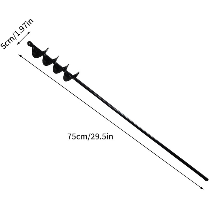 Садовий шнековий поворотний бур, ручний шнековий бур, шнековий отвір для паль, інструмент для копання шнека, що економить час, для посадки розсади цибулинних, шнек для дриля (5X75см)