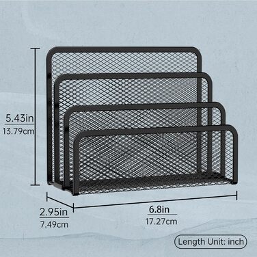 Тримач для листів SUPEASY з 3 відділеннями - металевий сітчастий тримач для документів для столу, настільний тримач для пошти та лоток для листів (чорний)