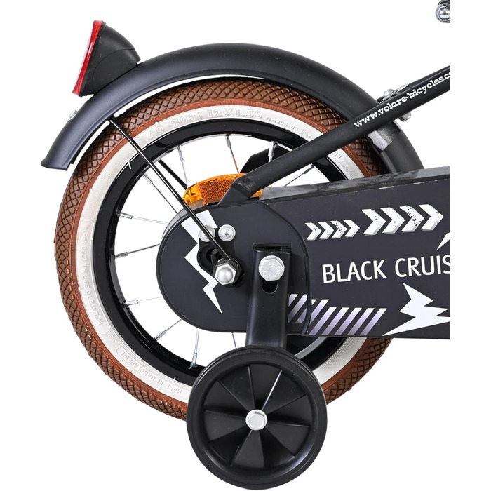 Дитячий велосипед Volare Black Cruiser 12 35 років Ручне та ножне гальмо, знімні бічні колеса, захист ланцюга та світловідбивачі Регульоване сідло Подарунок для дівчаток та хлопчиків