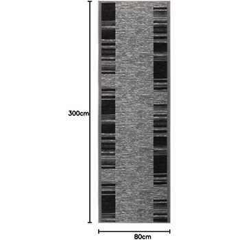 Килимова доріжка Floordirekt Navona - Доріжка для кухні, коридору та вітальні - Килим з дрібним ворсом - Нековзка та антистатична - Кухонна доріжка Килим для коридору Доріжка для коридору (Антрацит, 80 x 300 см) 80 x 300 см (Прямокутна) Антрацит