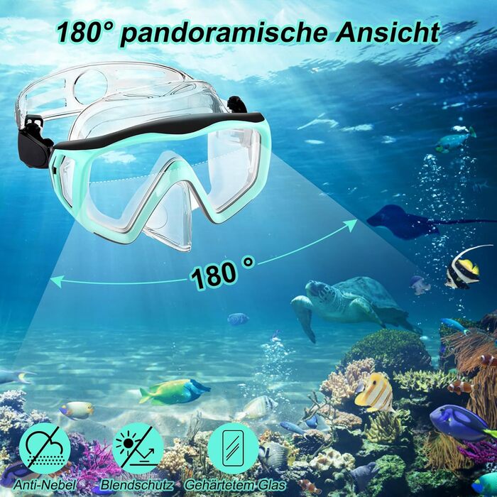 Набір для сноркелінгу для дорослих, комплект для сноркелінгу з маскою для дайвінгу та сухим сноркелем, водонепроникна маска для сноркелінгу із загартованого скла із захистом від запотівання/протікання для сноркелінгу, плавання та дайвінгу