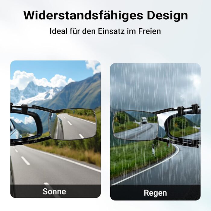 Дзеркала Wiltec для караванів, комплект із 2 універсальних зовнішніх дзеркал для караванів та кемперів з гумовими ремінцями, поворотні та складні плоскі дзеркала 1