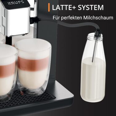 Повністю автоматична кавоварка Krups Evidence One з молочною трубкою, 12 напоїв, функція 2 чашки, кольоровий дисплей, кавоварка, ущільнення TV, чорний, EA895N10, Meteor Graphite Single