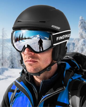 Лижний шолом Findway для чоловіків та жінок, унісекс шолом для зимових видів спорту для катання на лижах/сноуборді з системою вентиляції, шолом для сноуборду для дорослих та дітей M (54,5-58,5 см) A1-чорний