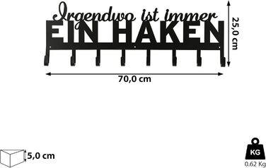 Вішалка для одягу Cepewa, щоб повісити Десь завжди є гачок кажучи 8 гачків 70x25x5см залізо гачки для пальто гачок вішалка (1 x ві