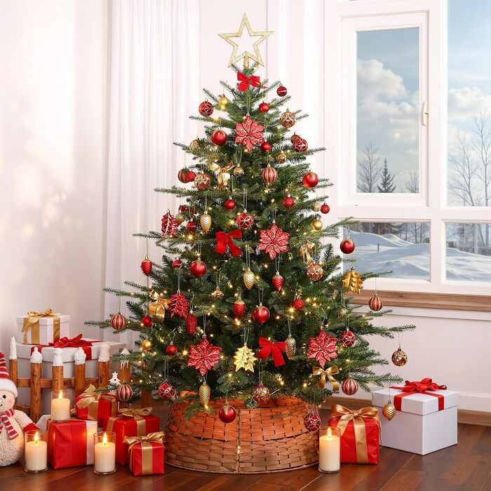 Набір різдвяних прикрас 106 шт рубіново-червоного та золоті SHareconn