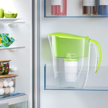 Фільтр для води AQUAPHOR Smile light green, включаючи 1 фільтр A5 з магнієм I Зменшує вапняний наліт і хлор I Графин на 2,9 л I Компактний і легкий фільтр для води I Настільний фільтр для води I Розміщується в дверцятах холодильника