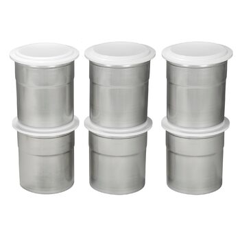 Універсальні склянки для пакотизації Pacojet з кришками, набір з 6 шт. , хромована сталь, нержавіюча сталь